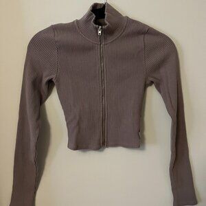 Aritzia TNA Ribbed Longsleeve Zip-up Shirt | Size S